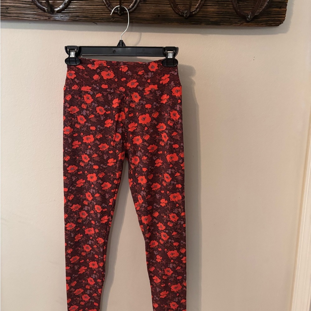 LuLaRoe Red Leggings High Waist Stretch